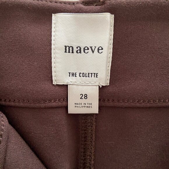 MAEVE The Colette Standard Cropped Wide-Leg Brown Pants With Faux-Leather Pocket - Picture 3 of 6
